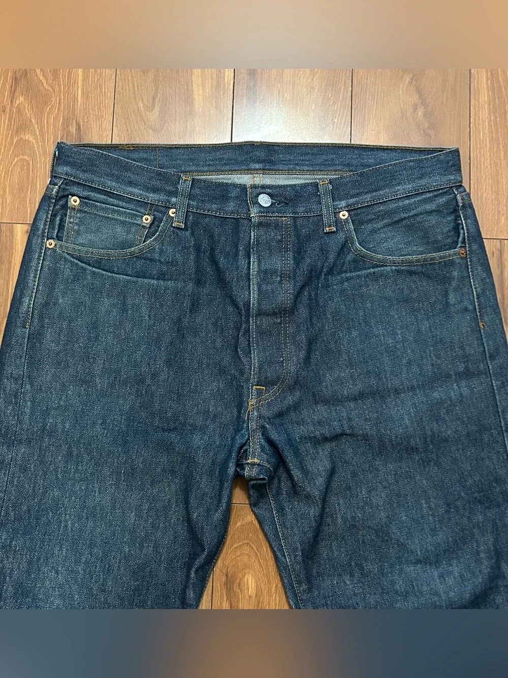 Levi Men’s 501 Regular Fit Straight Blue Dark Wash Jeans 36x36 Buttons Cotton